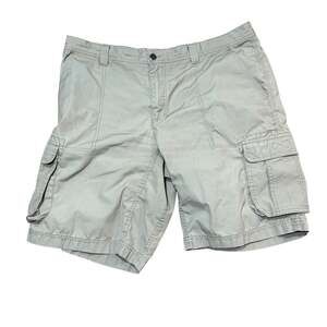 KOPPEN Khaki Cargo Shorts Men's W40 L10.5 Active Ripstop Belted Flat Front